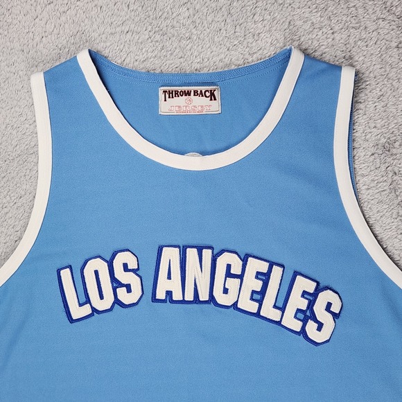 Los Angeles Basketball Jersey Mens 2XL Blue Throwback Style NBA Basketball Retro - Picture 6 of 14